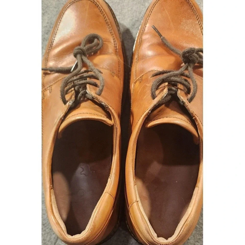 Ecco Shoes Mens Size 10 Brown Leather Derby Comfort Shock‎ Point Sneakers